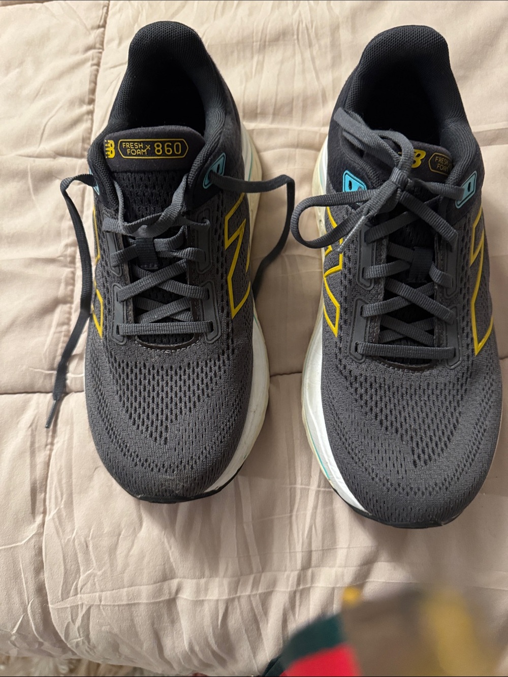 New Balance Gray Running Shoes with Yellow Accents